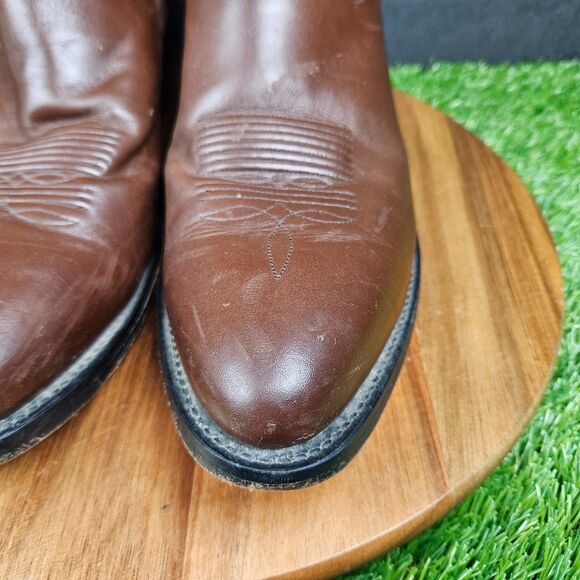 Vintage Tony Lama Mens Western Boots Brown Leather 11 B Riding Rodeo Cowboy main image 12